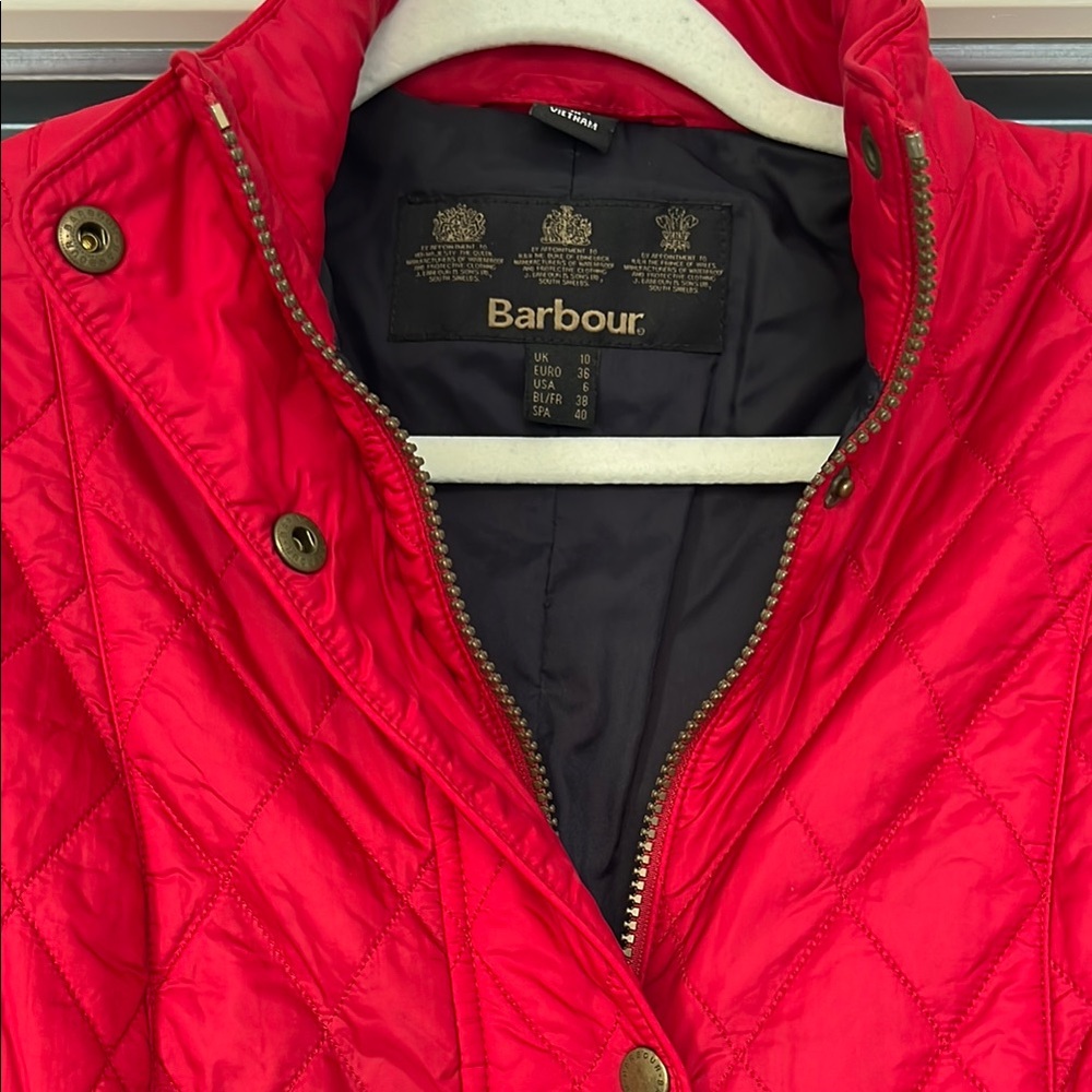 Barbour Red Quilted Utility Jacket - Picture 8 of 9